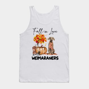 Fall In Love With Weimaraners Fall Pumpkin Thanksgiving Tank Top